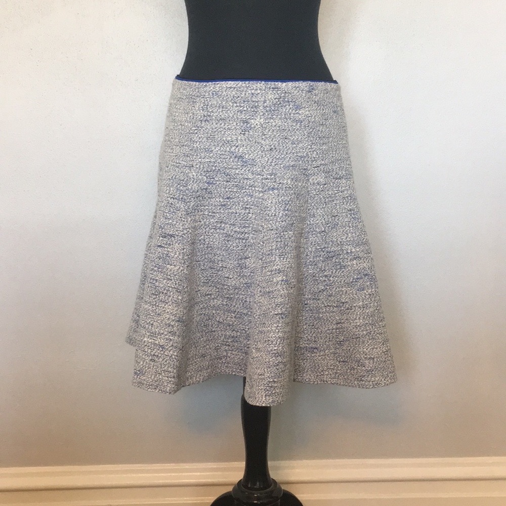 Nanette Lepore Heathered Blue and White Tweed Midi Skirt, 8